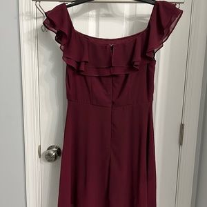 Maroon Off the Shoulder Dress